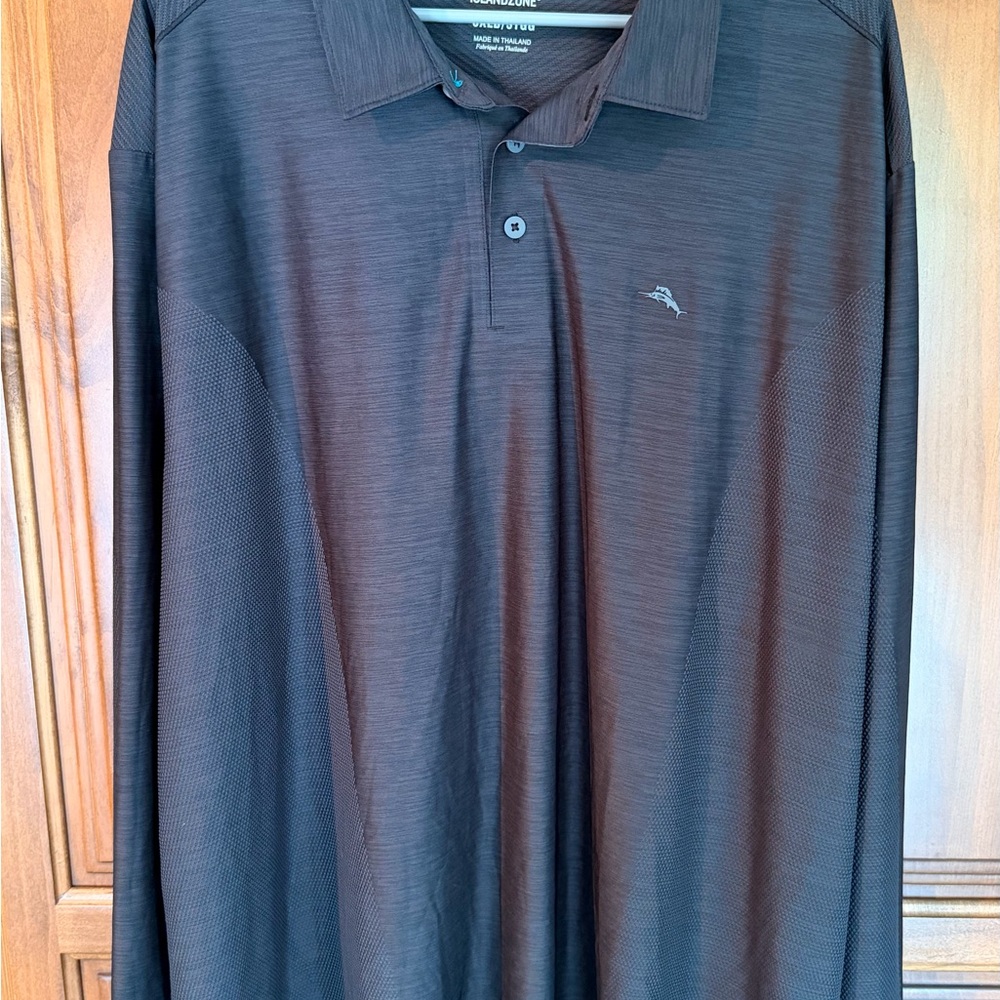 Tommy Bahama Charcoal Long-Sleeve Polo Shirt
